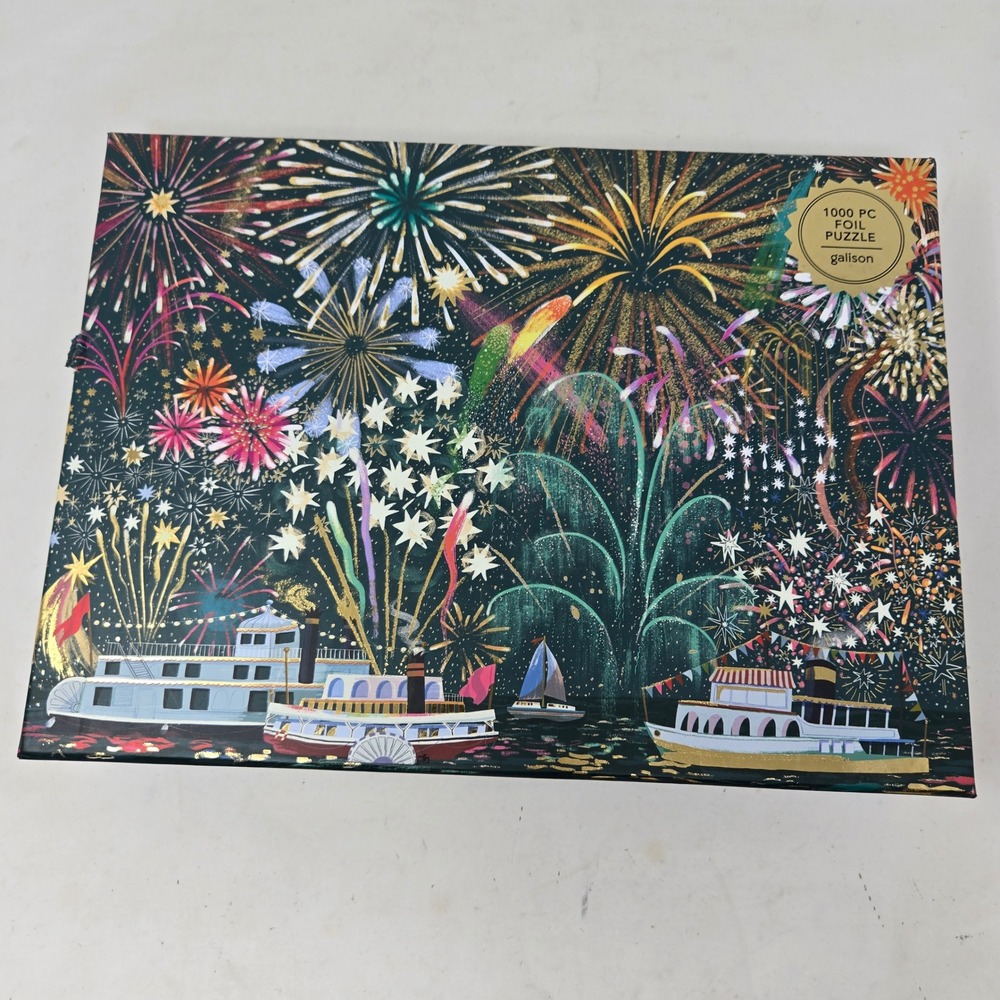 Galison Fireworks Jubilee 1000 Piece Foil Jigsaw Puzzle Sarah Long Art